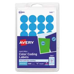 Avery Printable Self-Adhesive Removable Color-Coding Labels, 0.75" dia., Light Blue, 24/Sheet, 42 Sheets/Pack, (5461) (05461)