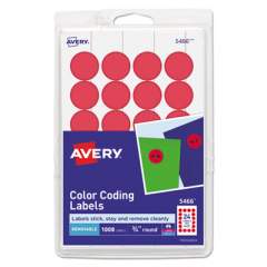 Avery Printable Self-Adhesive Removable Color-Coding Labels, 0.75" dia., Red, 24/Sheet, 42 Sheets/Pack, (5466) (05466)