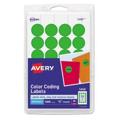 Avery Printable Self-Adhesive Removable Color-Coding Labels, 0.75" dia., Neon Green, 24/Sheet, 42 Sheets/Pack, (5468) (05468)