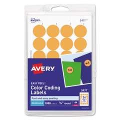 Avery Printable Self-Adhesive Removable Color-Coding Labels, 0.75" dia., Neon Orange, 24/Sheet, 42 Sheets/Pack, (5471) (05471)
