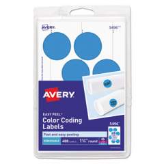 Avery Printable Self-Adhesive Removable Color-Coding Labels, 1.25" dia., Light Blue, 8/Sheet, 50 Sheets/Pack, (5496) (05496)