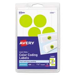 Avery Printable Self-Adhesive Removable Color-Coding Labels, 1.25" dia., Neon Yellow, 8/Sheet, 50 Sheets/Pack, (5499) (05499)