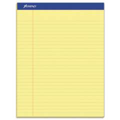 Ampad Perforated Writing Pads, Wide/Legal Rule, 50 Canary-Yellow 8.5 x 11.75 Sheets, Dozen (20220)