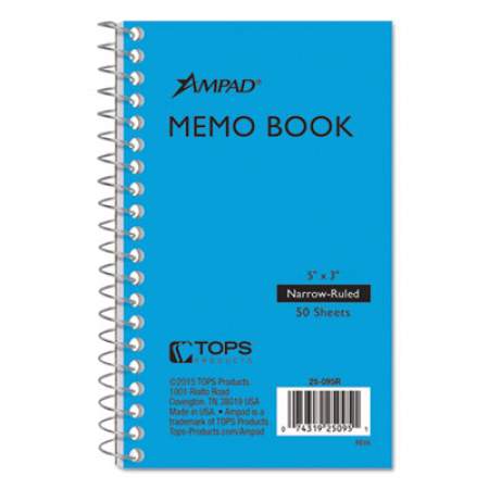 Ampad Memo Books, Narrow Rule, Randomly Assorted Covers, 5 x 3, 50 Sheets (25095)