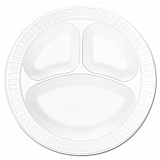 Concorde Foam Plate, 3-Compartment Plate, 10.25" dia, White, 125/Pack, 4 Packs/Carton (10CPWCR)