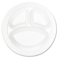 Concorde Foam Plate, 3-Compartment Plate, 10.25" dia, White, 125/Pack, 4 Packs/Carton (10CPWCR)