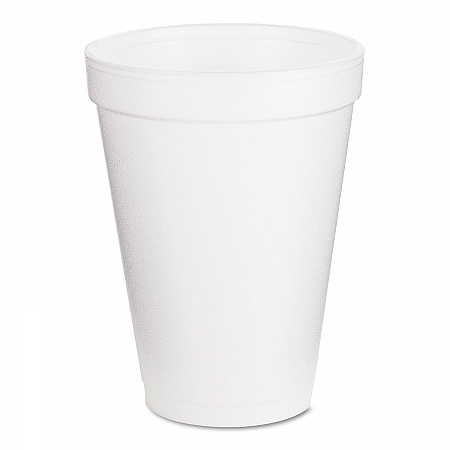 Foam Drink Cups, 12 oz, White, 25/Pack (12J12BG)