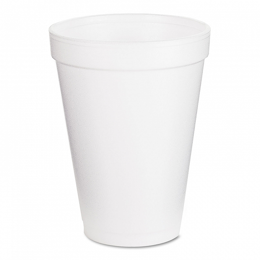 Foam Drink Cups, 12 oz, White, 25/Pack (12J12BG)