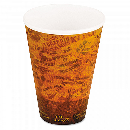 Fusion Escape Foam Hot/Cold Cups, 12 oz, Brown/Black, 1,000/Carton (12U16ESC)