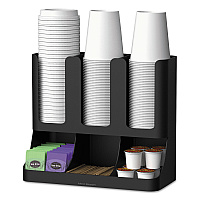 Flume Six-Section Upright Coffee Condiment/Cup Organizer, 11.5 x 6.5 x 15, Black (UPRIGHT6BLK)