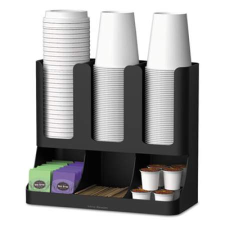 Mind Reader Flume Six-Section Upright Coffee Condiment/Cup Organizer, Black, 11.5 x 6.5 x 15 (UPRIGHT6BLK)