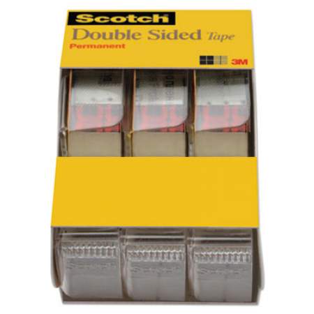 Scotch Double-Sided Permanent Tape in Handheld Dispenser, 1" Core, 0.5" x 20.83 ft, Clear, 3/Pack (3136)