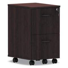 Alera Valencia Series Mobile Pedestal, Left or Right, 2 Legal/Letter-Size File Drawers, Mahogany, 15.38" x 20" x 26.63" (VA582816MY)