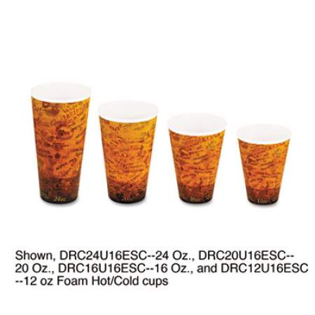 Dart Fusion Escape Foam Hot/Cold Cups, 20 oz, Brown/Black, 500/Carton (20U16ESC)