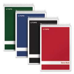 TOPS Steno Pad, Gregg Rule, Assorted Cover Colors, 80 White 6 x 9 Sheets, 4/Pack (80220)