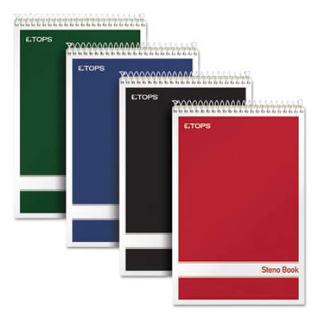 TOPS Steno Pad, Gregg Rule, Assorted Cover Colors, 80 Green-Tint 6 x 9 Sheets, 4/Pack (80221)