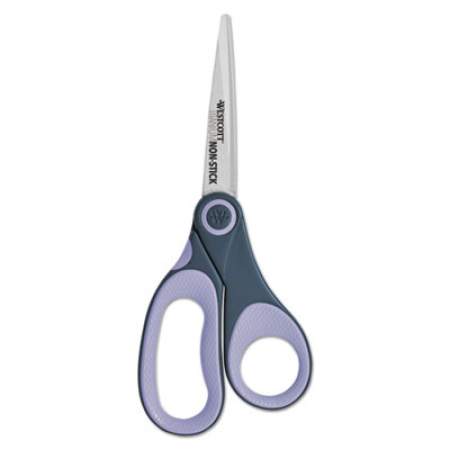 Westcott Non-Stick Titanium Bonded Scissors, 8" Long, 3.25" Cut Length, Gray/Purple Straight Handle (14910)