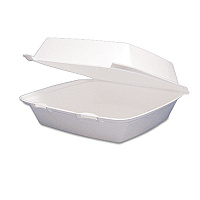 Foam Hinged Lid Containers, 8.38 x 7.78 x 3.25, White, 200/Carton (85HT1R)