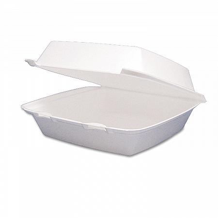 Foam Hinged Lid Containers, 8.38 x 7.78 x 3.25, White, 200/Carton (85HT1R)