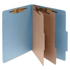 ACCO Pressboard Classification Folders, 2 Dividers, Letter Size, Sky Blue, 10/Box (15026)
