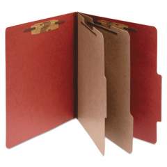 ACCO Pressboard Classification Folders, 2 Dividers, Letter Size, Earth Red, 10/Box (15036)