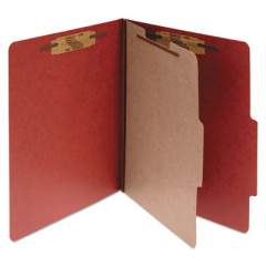 ACCO Pressboard Classification Folders, 1 Divider, Legal Size, Earth Red, 10/Box (16034)