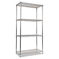 NSF Certified Industrial Four-Shelf Wire Shelving Kit, 36w x 18d x 72h, Silver (SW503618SR)