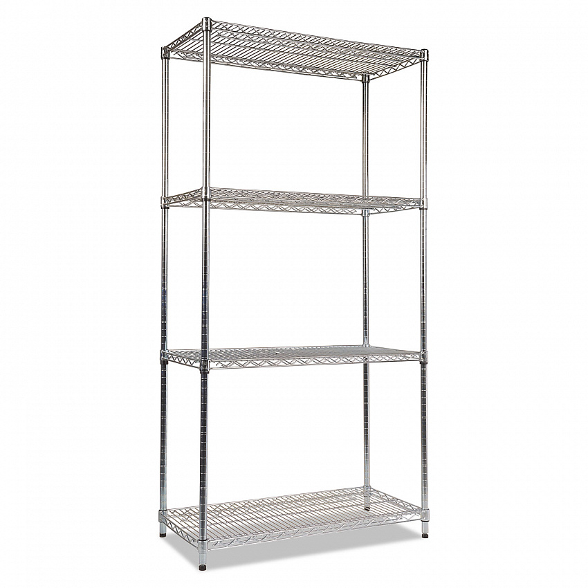 NSF Certified Industrial Four-Shelf Wire Shelving Kit, 36w x 18d x 72h, Silver (SW503618SR)