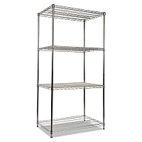 NSF Certified Industrial Four-Shelf Wire Shelving Kit, 36w x 24d x 72h, Silver (SW503624SR)