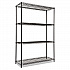 NSF Certified Industrial Four-Shelf Wire Shelving Kit, 48w x 18d x 72h, Black (SW504818BL)