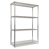 NSF Certified Industrial Four-Shelf Wire Shelving Kit, 48w x 18d x 72h, Silver (SW504818SR)