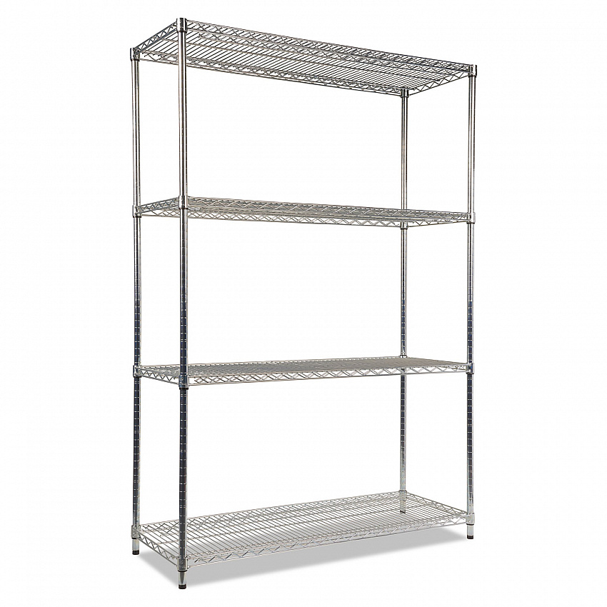 NSF Certified Industrial Four-Shelf Wire Shelving Kit, 48w x 18d x 72h, Silver (SW504818SR)