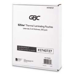 GBC EZUse Thermal Laminating Pouches, 5 mil, 8.5" x 11", Gloss Clear, 200/Pack (3740727)