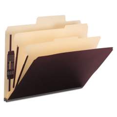 Smead SuperTab Colored Classification Folders, SafeSHIELD Coated Fastener Technology, 2 Dividers, Letter Size, Maroon, 10/Box (14013)