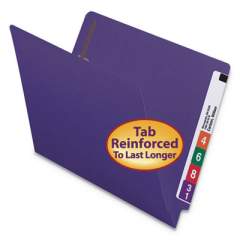 Smead Heavyweight Colored End Tab Folders with Two Fasteners, Straight Tab, Letter Size, Purple, 50/Box (25440)