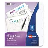 Avery Write and Erase Durable Plastic Dividers with Pocket, 5-Tab, 11.13 x 9.25, White, 1 Set (16825)