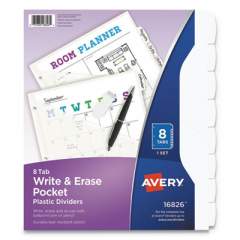 Avery Write and Erase Durable Plastic Dividers with Pocket, 8-Tab, 11.13 x 9.25, White, 1 Set (16826)
