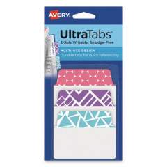 Avery Ultra Tabs Repositionable Standard Tabs, 1/5-Cut Tabs, Assorted Geometric, 2" Wide, 24/Pack (74801)