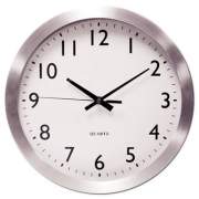 Universal Brushed Aluminum Wall Clock, 12" Overall Diameter, Silver Case, 1 AA (sold separately) (10425)