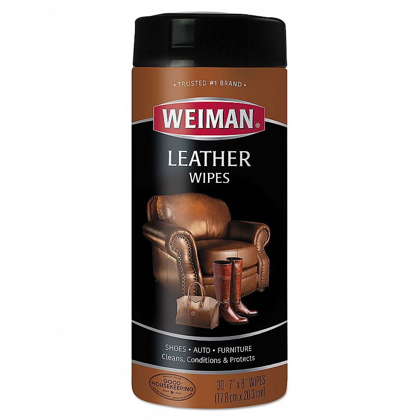 Leather Wipes, 1-Ply, 7 x 8, White, 30/Canister (91)