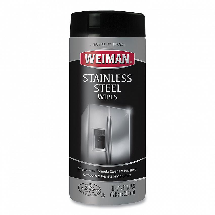 Stainless Steel Wipes, 1-Ply, 7 x 8, White, 30/Canister (92)