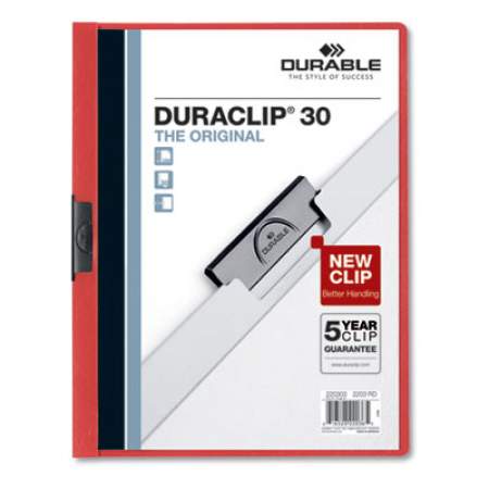 Durable DuraClip Report Cover, Clip Fastener, 8.5 x 11 , Clear/Red, 25/Box (220303)