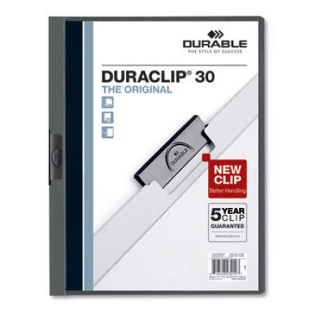 Durable DuraClip Report Cover, Clip Fastener, 8.5 x 11,  Clear/Graphite, 25/Box (220357)