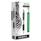 Zebra Z-Grip Plus Ballpoint Pen, Retractable, Medium 1 mm, Black Ink, Black Barrel, Dozen (25510)