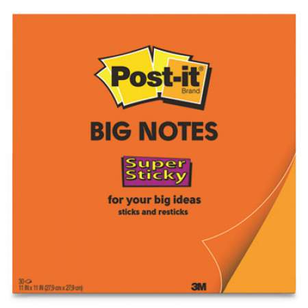 Post-it Notes Super Sticky Big Notes, Unruled, 30 Orange 11 x 11 Sheets (BN11O)