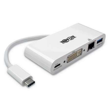 Tripp Lite USB 3.1 Gen 1 USB-C to DVI Adapter, USB-A/USB-C PD Charging/Gigabit Ethernet (U44406NDGUC)