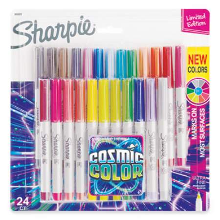 Sharpie Cosmic Color Permanent Markers, Extra-Fine Needle Tip, Assorted Cosmic Colors, 24/Pack (2033572)