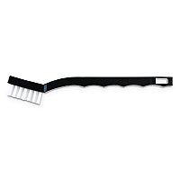 Flo-Pac Utility Toothbrush Style Maintenance Brush, White Nylon Bristles, 7.25" Brush, 7" Black Polypropylene Handle (4067400DZ)