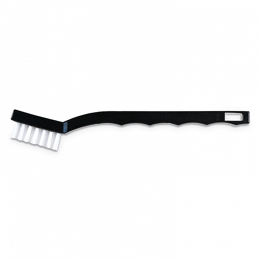 Flo-Pac Utility Toothbrush Style Maintenance Brush, White Nylon Bristles, 7.25" Brush, 7" Black Polypropylene Handle (4067400DZ)