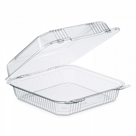 StayLock Clear Hinged Lid Containers, 8.6 x 9 x 3, Clear, Plastic, 200/Carton (PET55UT1)